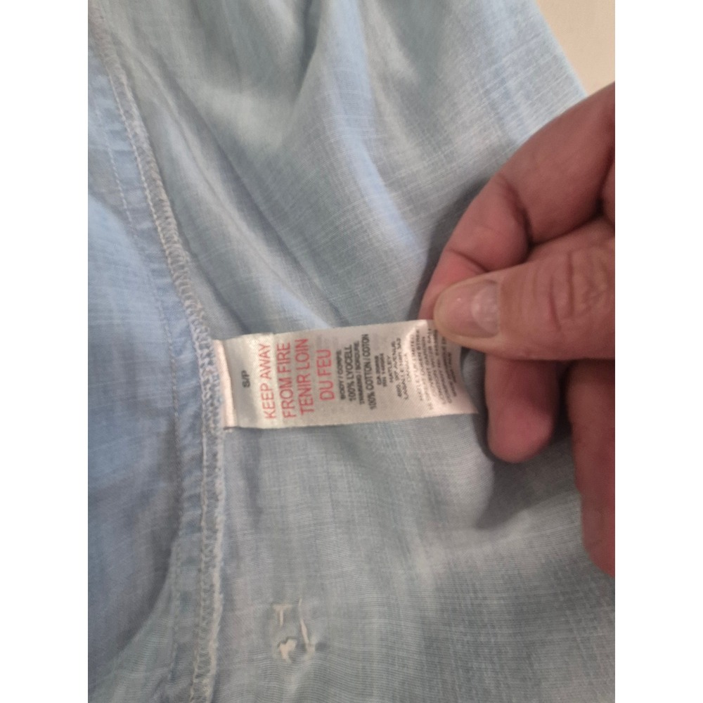 Hatley Womens Light Wash Lyocell Denim Button Down Shirt Small Blue Striped Trim - Picture 4 of 10